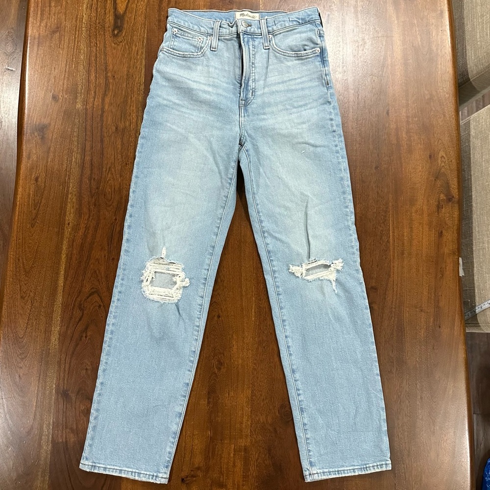 New! Madewell The Perfect Vintage‎ Straight Jean in Danby Wash Knee Rip Sz 26